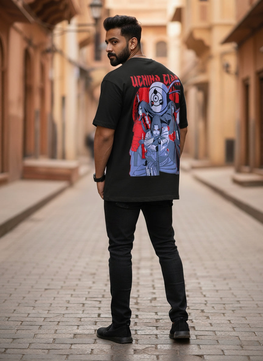 Uchiha Clan Oversized T-Shirt | WeebDesi Exclusive (240 GSM | 100% Cotton)