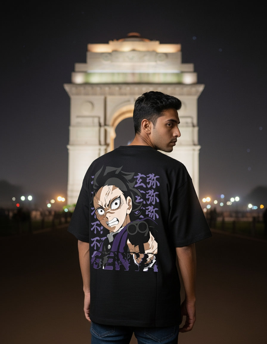 Genya Shinazugawa Oversized Graphic Tee | Demon Slayer Edition