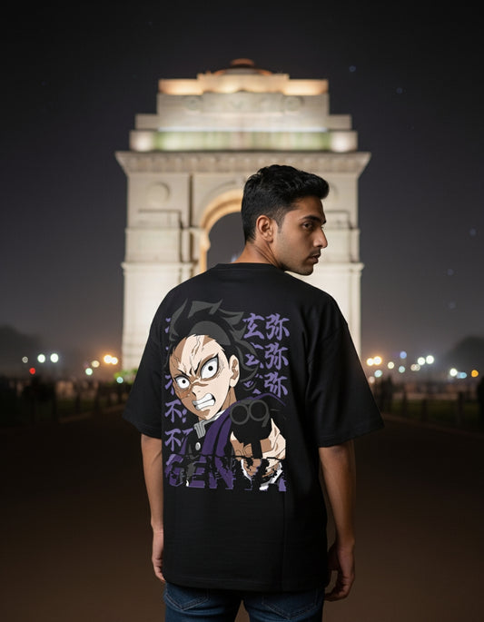 Genya Shinazugawa Oversized Graphic Tee | Demon Slayer Edition