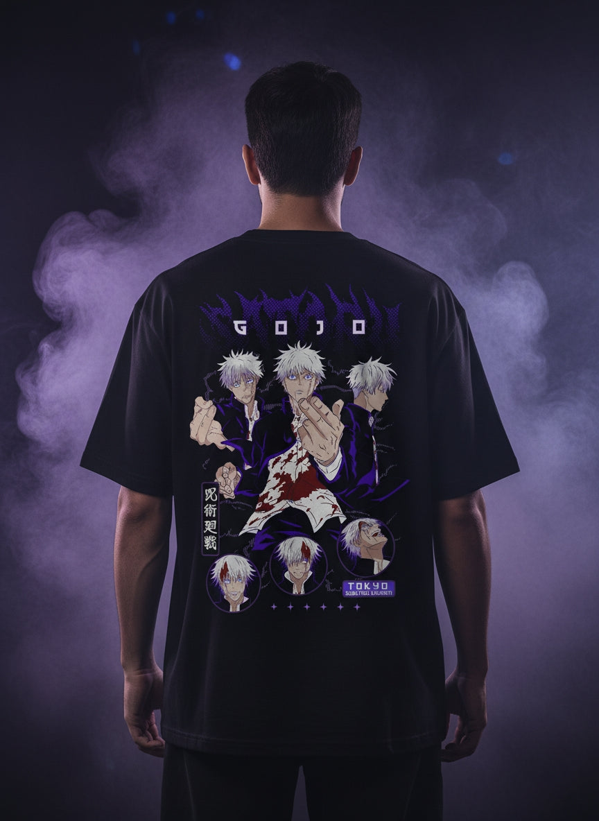 Gojo Satoru Oversized Graphic Tee | Limitless Edition | Jujutsu Kaisen Streetwear (240 GSM | 100% Cotton)