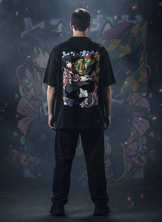 Giyu Tomioka Oversized Graphic Tee | Water Hashira Edition (240 GSM | 100% Cotton)